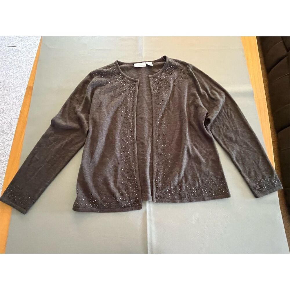 Croft & Barrow Women's Black Cardigan 2 piece Set L Beaded Accents Long Sleeve - Picture 5 of 10